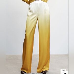 NWT Mango Ombre Wide-Leg Pants in Cream and Yellow